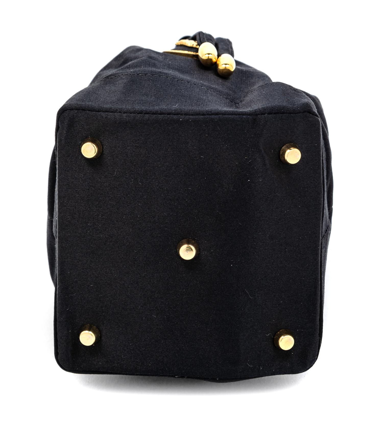 Gianni Versace Couture Black Satin Drawstring Handbag, 1990s