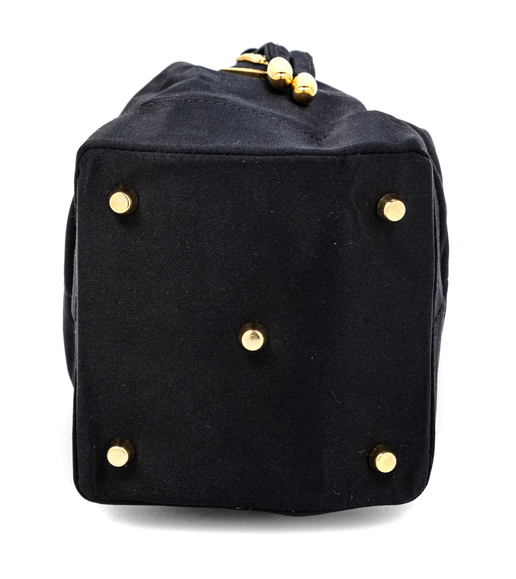 Gianni Versace Couture Black Satin Drawstring Handbag, 1990s