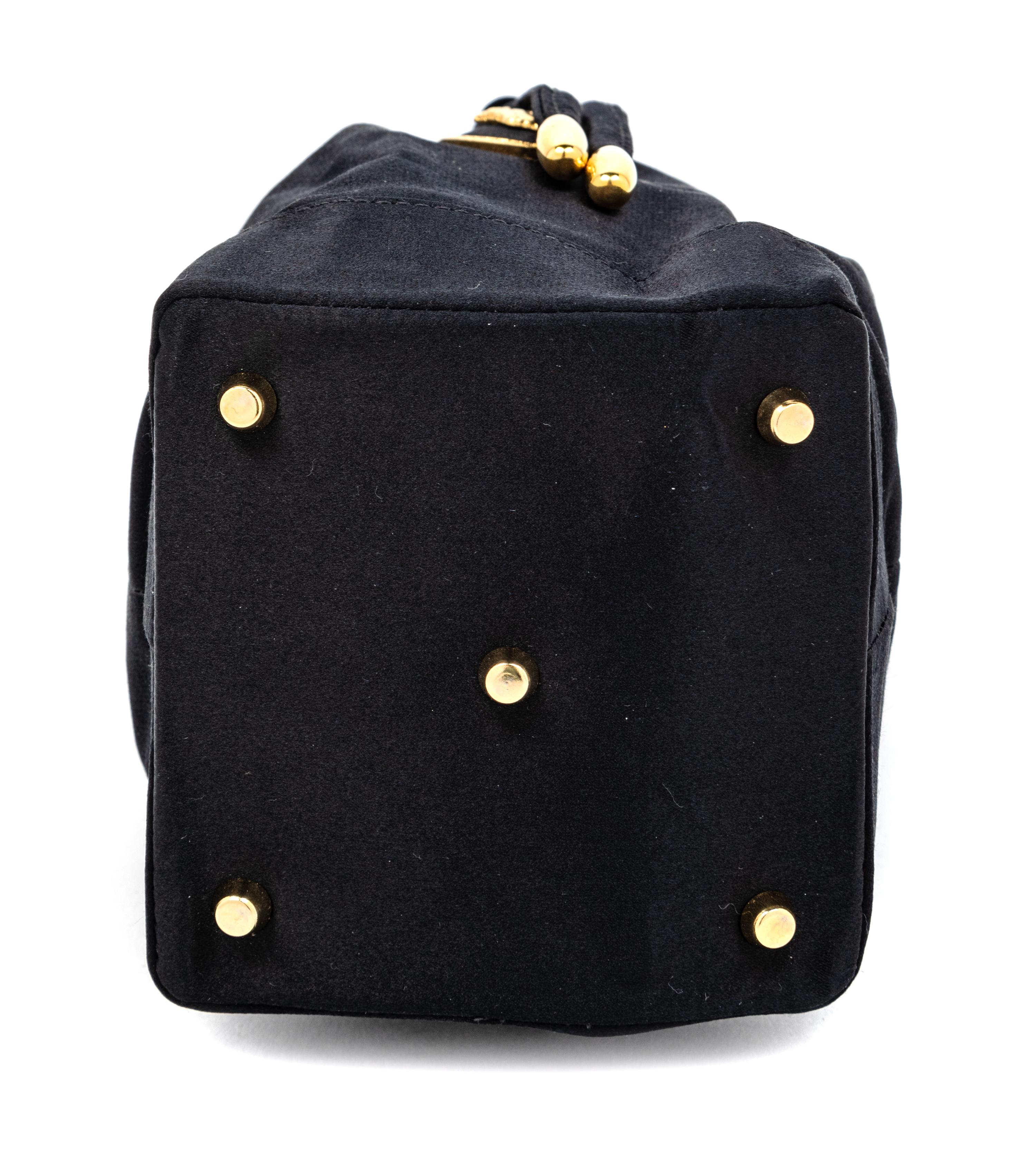 Gianni Versace Couture Black Satin Drawstring Handbag, 1990s