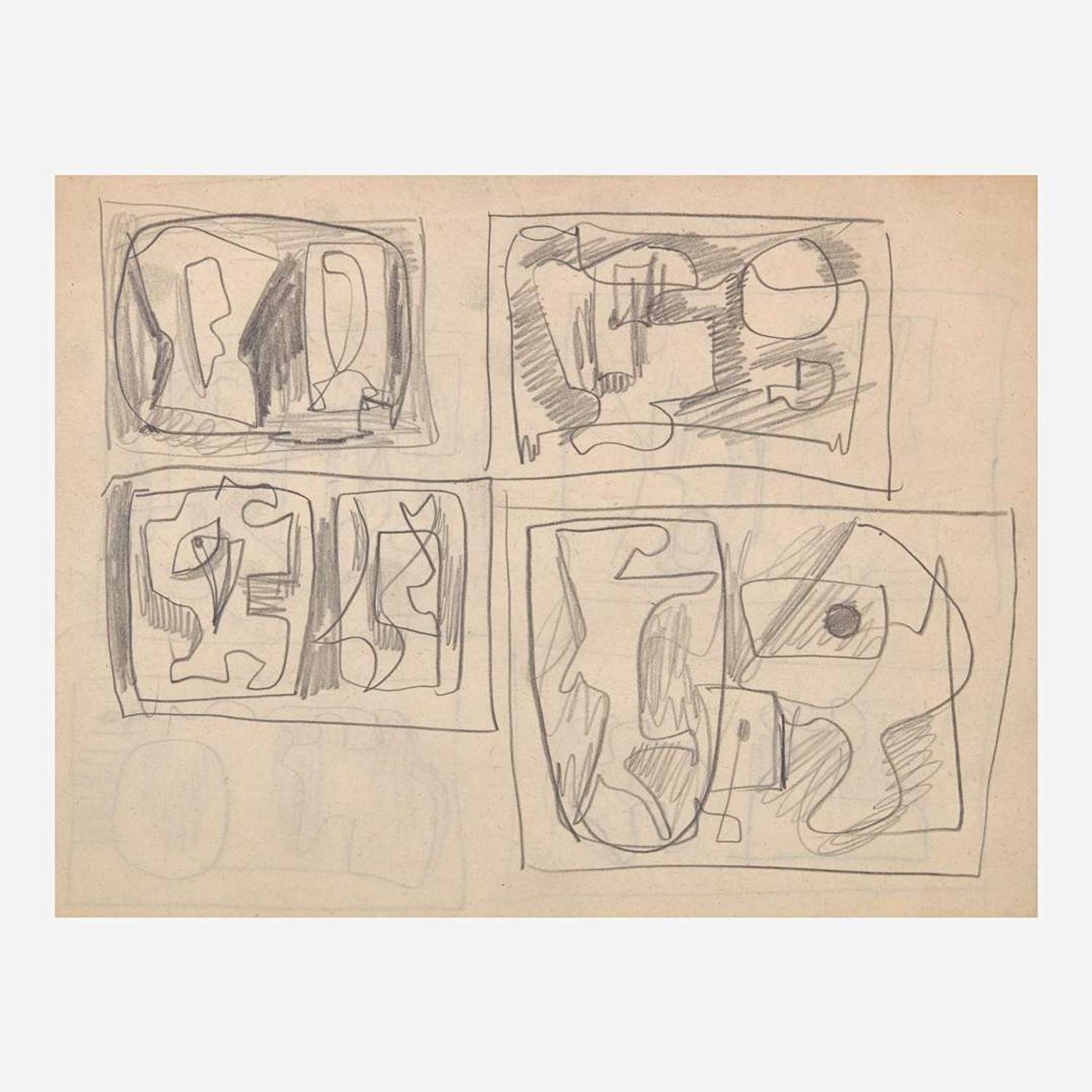 William Baziotes (American, 1912-1963) Glyphic Studies (Set of 4)