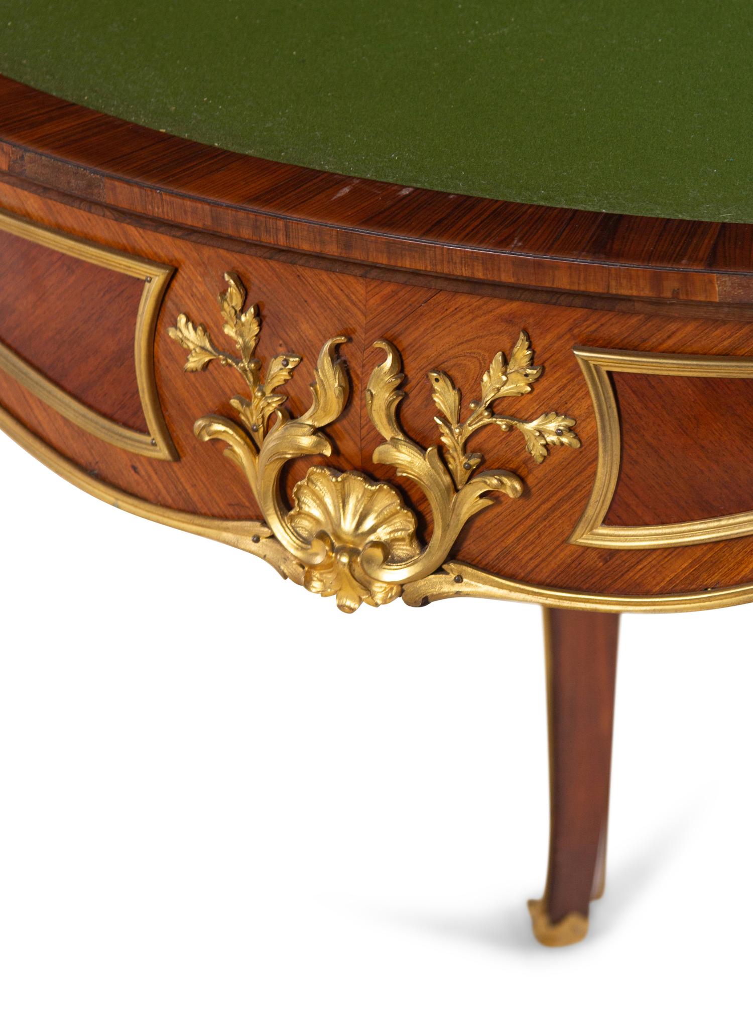 A Louis XV Style Gilt Bronze Mounted Kingwood Flip-Top Table by François Linke