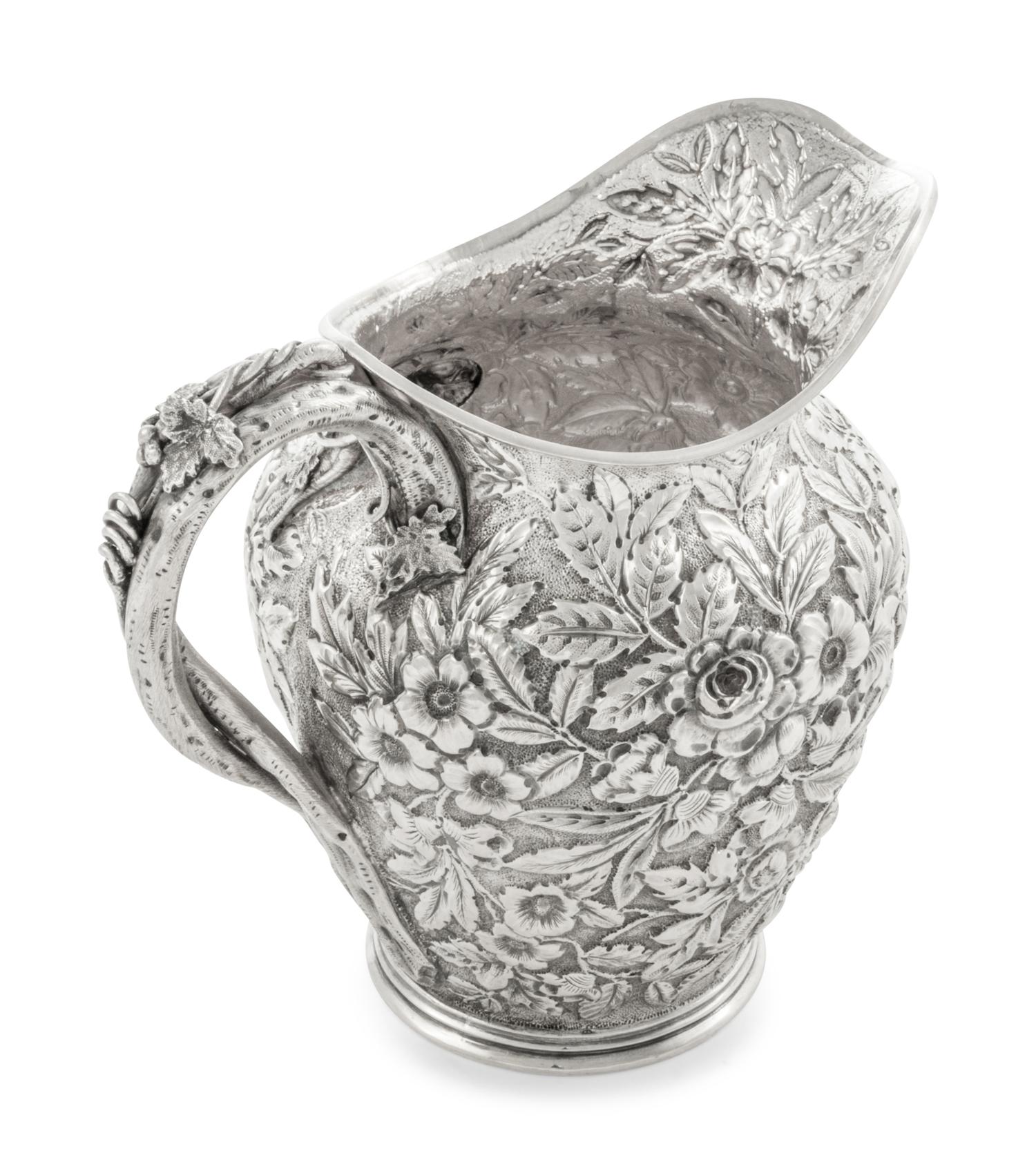 An American Silver Repousse Pitcher