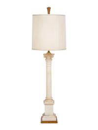 A Carved Marble Columnar Lamp