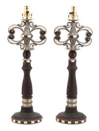 A Pair of Moroccan Inlaid Table Lamps Height 18 inches. — 20TH CENTURY