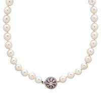 SOUTH SEA CULTURED PEARL, DIAMOND, AND RUBY NECKLACE