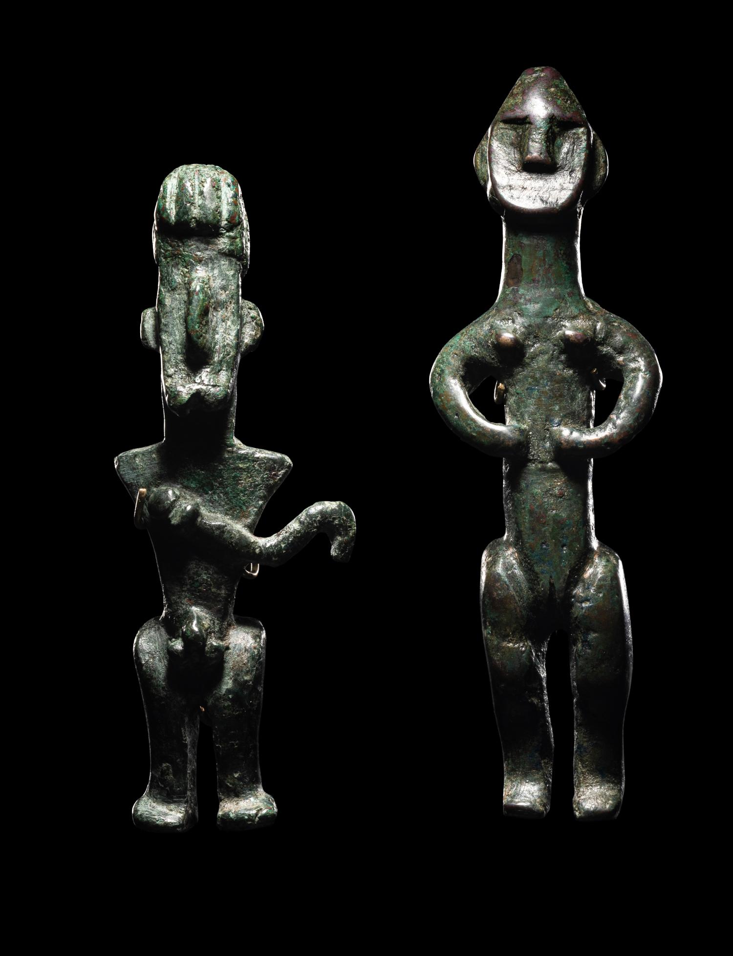 Two Amlash Bronze Figures of a Male and Female
