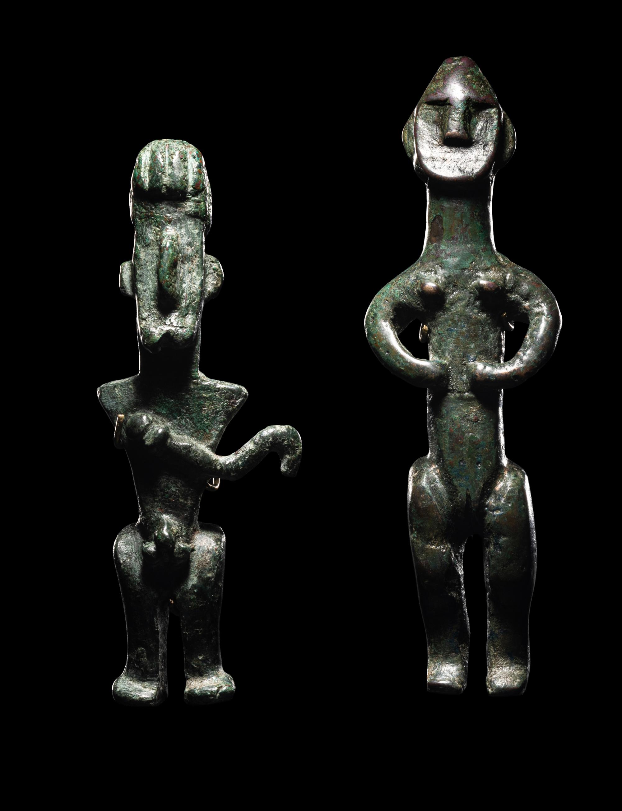 Two Amlash Bronze Figures of a Male and Female