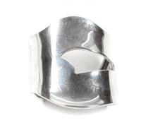 Mary-Rita Padilla Large Silver Cuff Bracelet Length 5 5/8 x opening 1 7/8 x width 3 inches