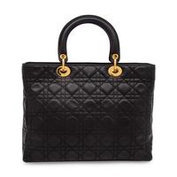 Christian Dior, Large Lady Dior Bag in Black Leather
