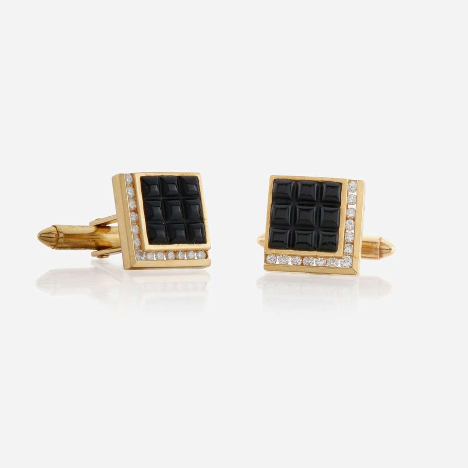 A collection of gold and gem-set gentleman's jewelry
