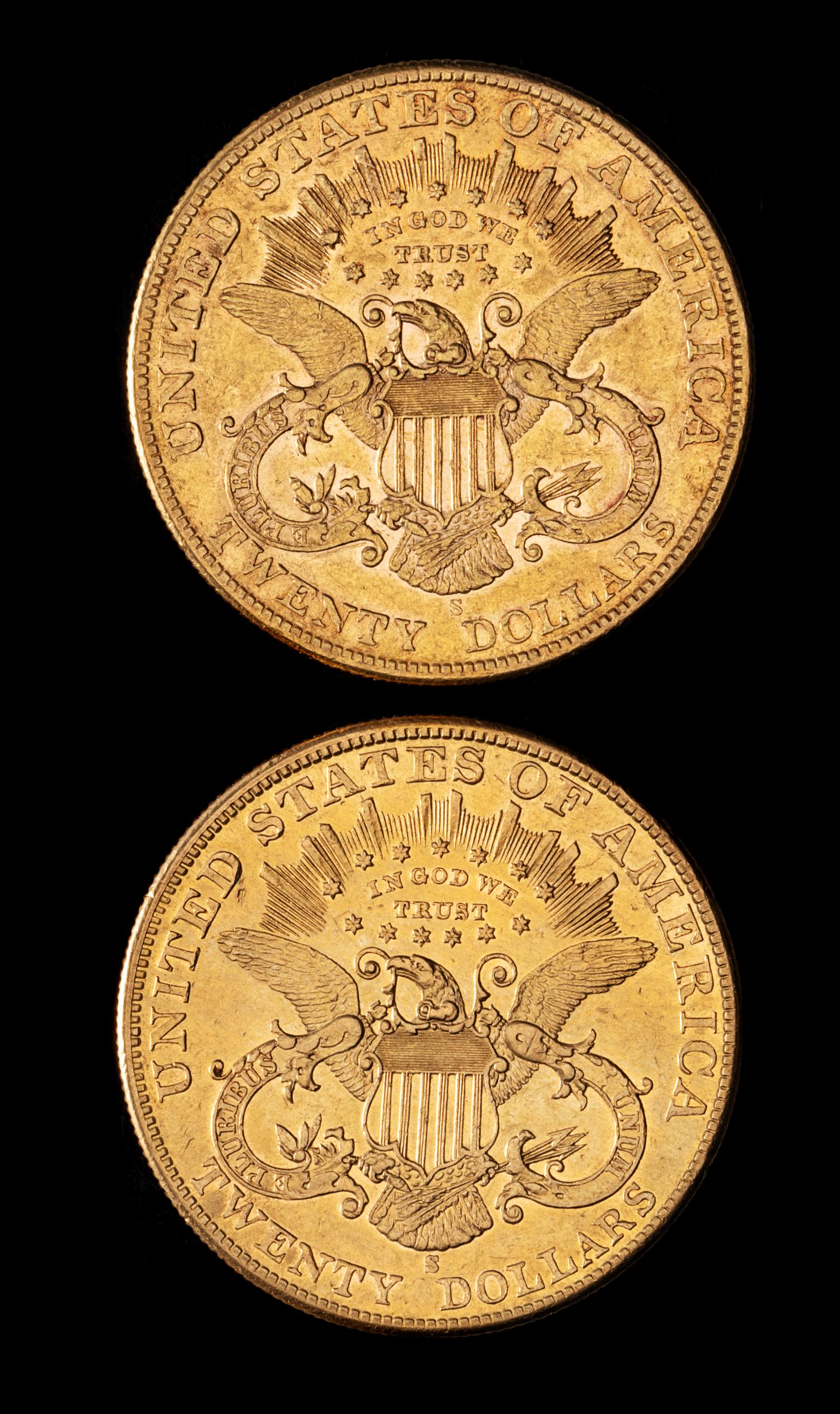 Two United States 1904-S Liberty Head $20 Gold Coins