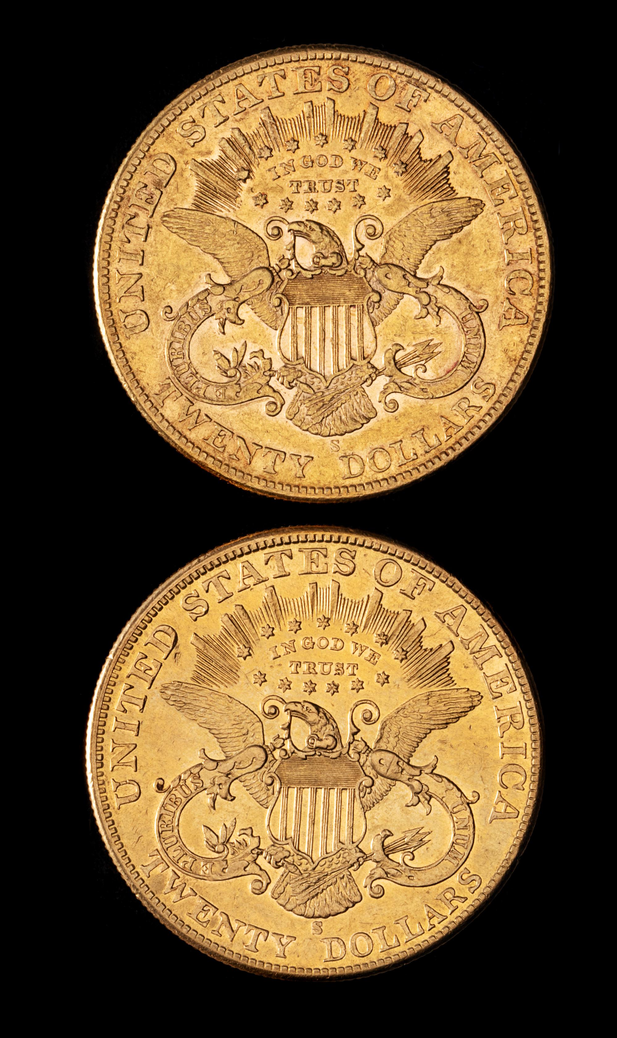 Two United States 1904-S Liberty Head $20 Gold Coins