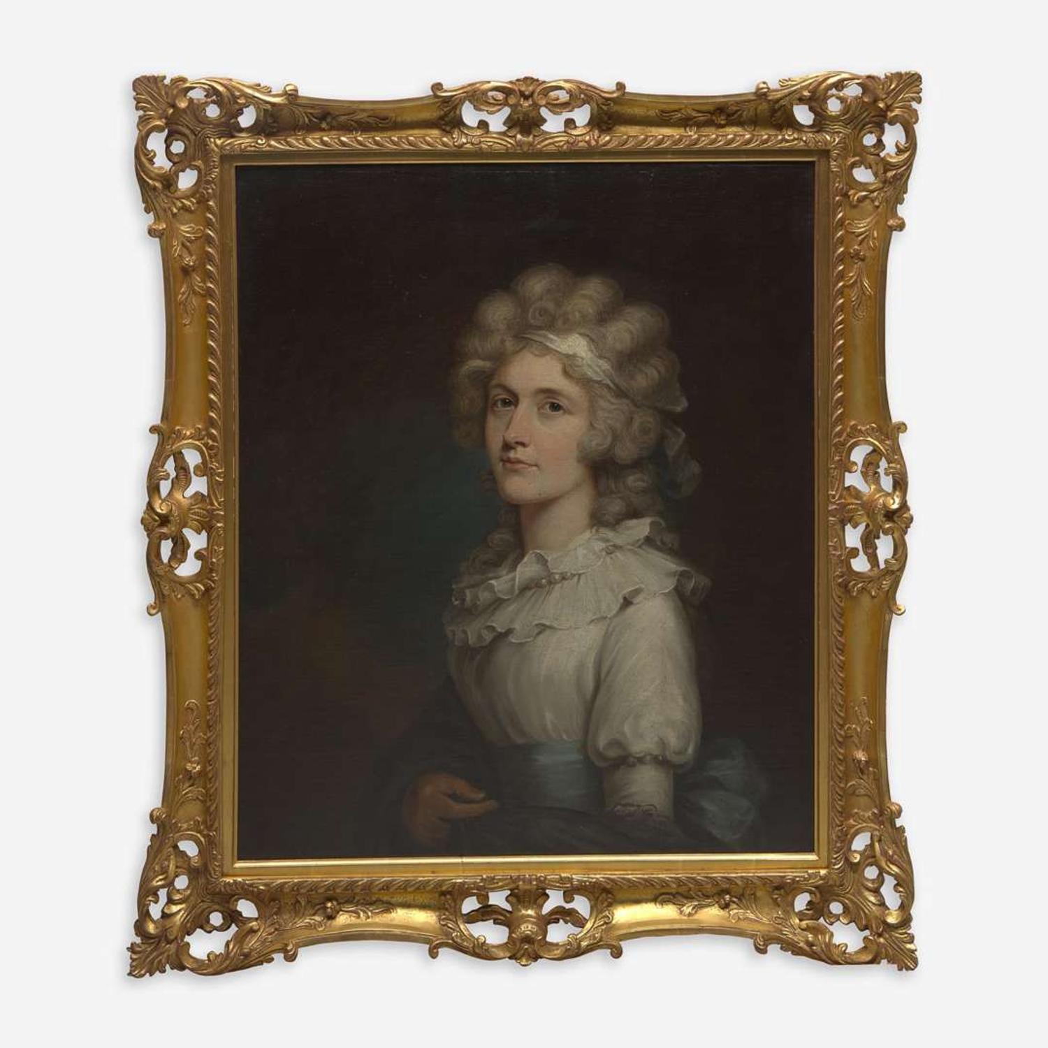 British School (18th Century) Portrait of a Lady with a Ribbon in her Hair, Half-Length