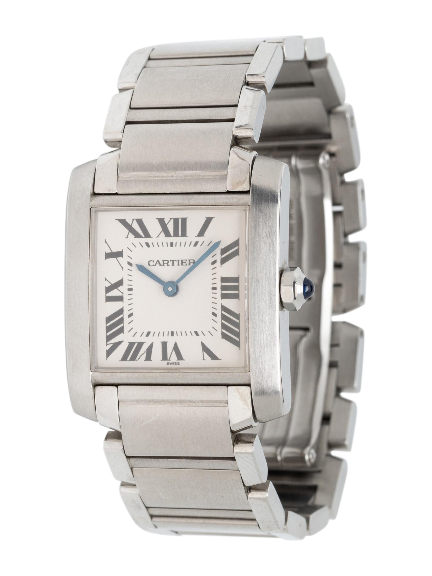 CARTIER, REF. 2301 STAINLESS STEEL 'TANK FRANCAISE' WRISTWATCH