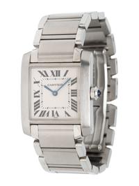 CARTIER, REF. 2301 STAINLESS STEEL 'TANK FRANCAISE' WRISTWATCH