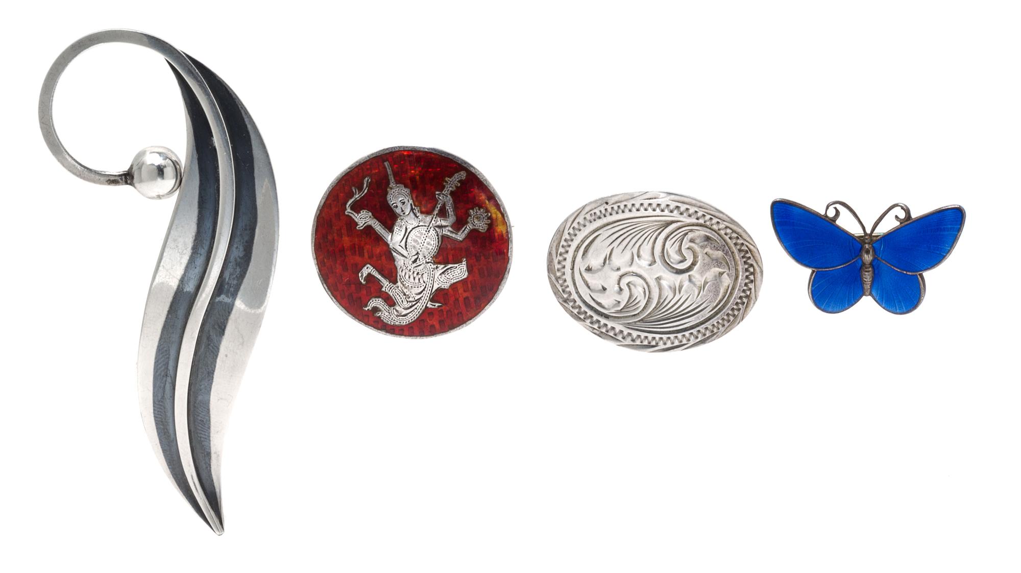 A Collection of Sterling Silver and Enamel Jewelry, 13.30 dwts.