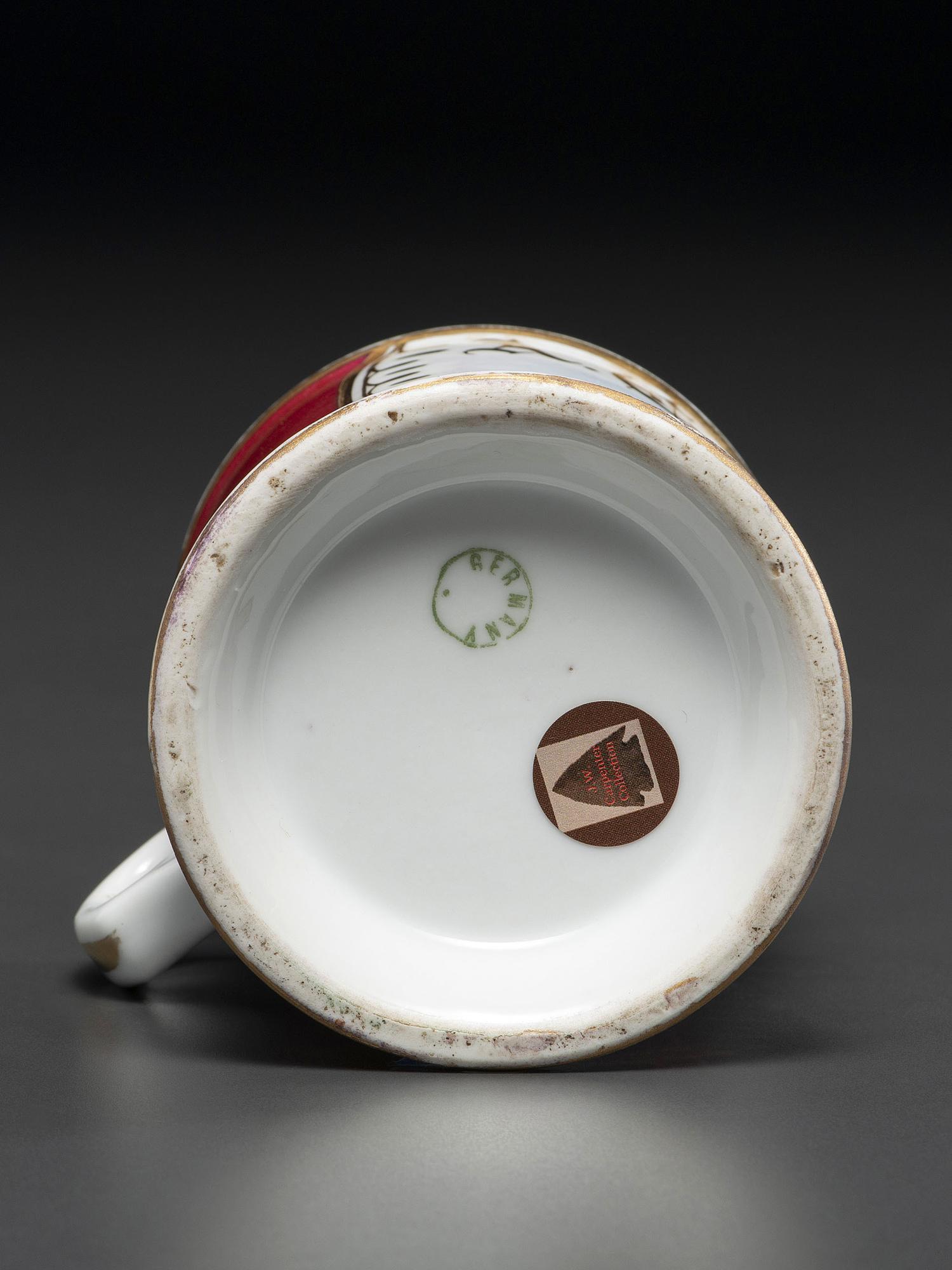 A Porcelain Shaving Mug Depicting an Automobile