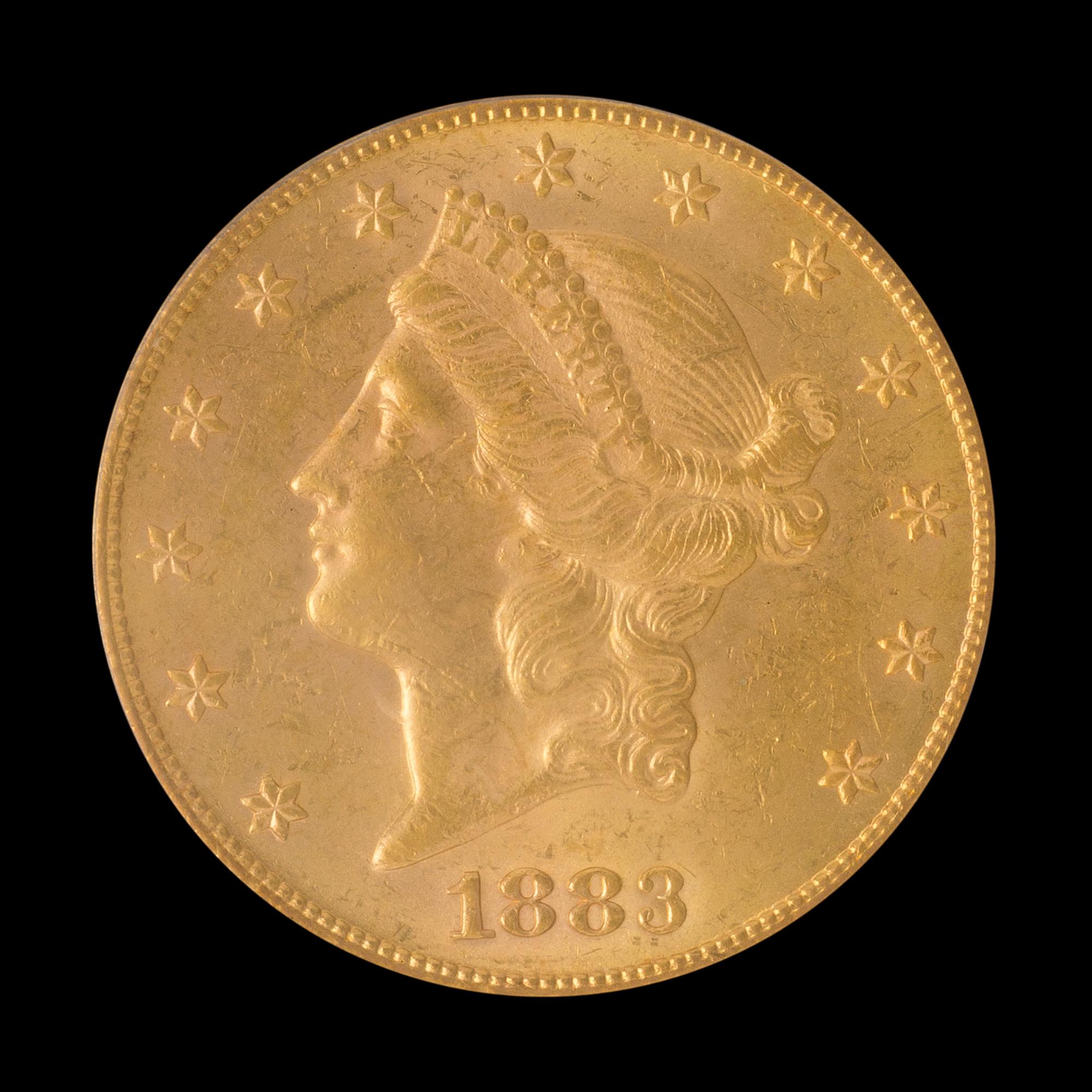 A United States 1883-CC Liberty Head $20 Gold Coin