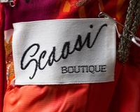 A Scaasi Multicolor Silk Floral Sleeveless Gown, No size.