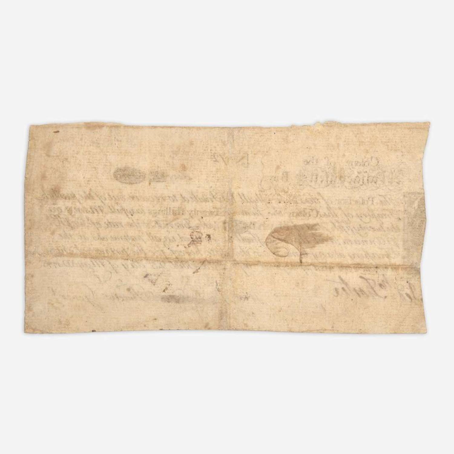 [American Revolution] [Revere, Paul] Colony of the Massachusetts Bay 20 Shilling Note