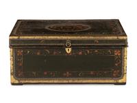 A Brass-Studded Painted Leather Trunk