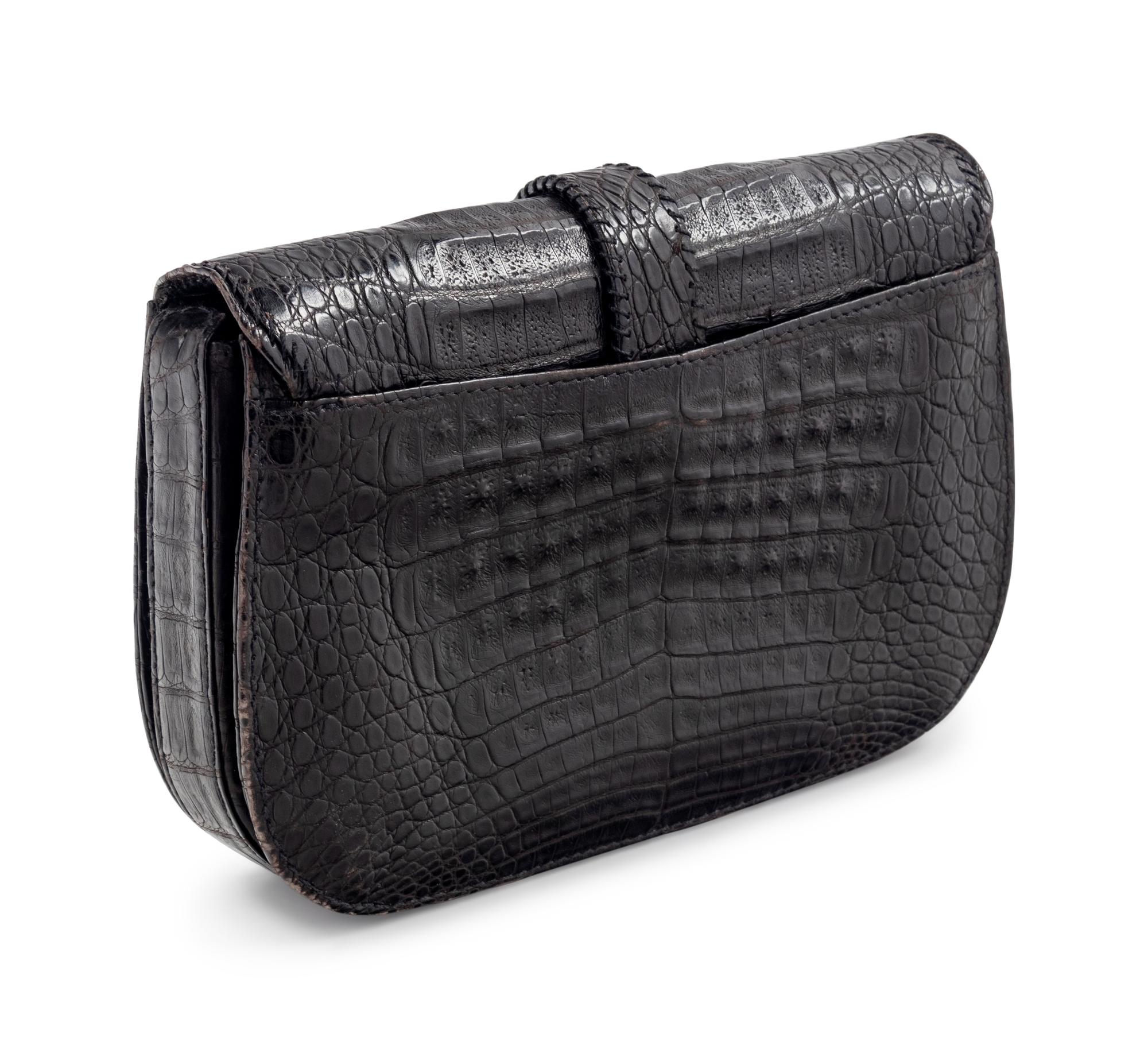 Lana Marks Black Alligator Clutch, 1990-2000s