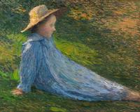 Henri Jean Guillaume Martin, (French, 1860 - 1943), Jeune fille dans un pre