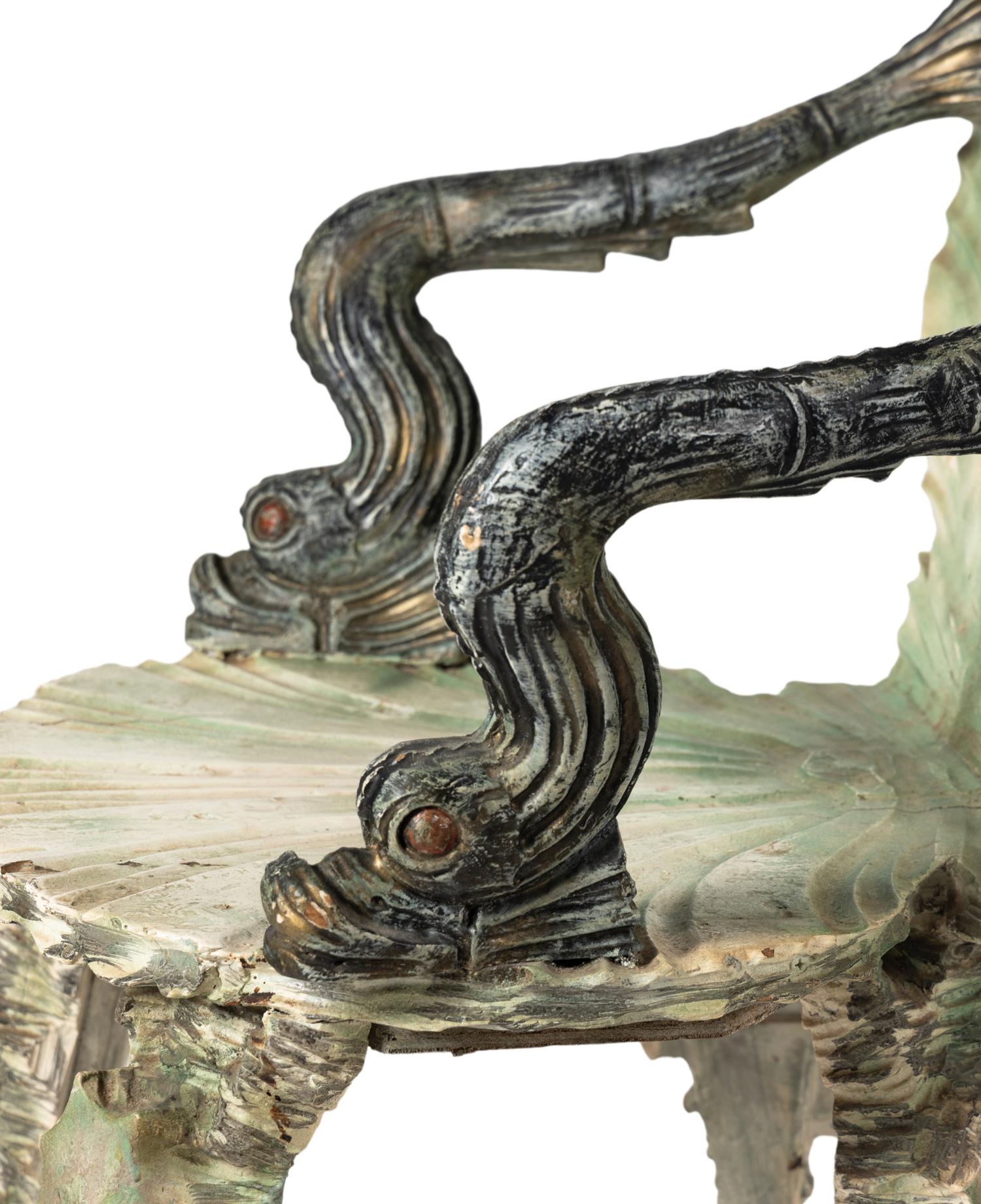 A Pair of Venetian Style Painted "Grotto" Armchairs