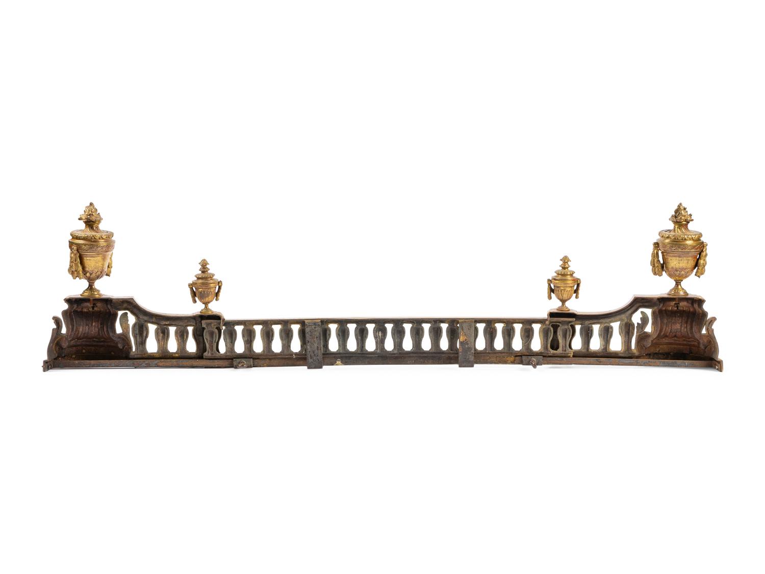 A Louis XVI Style Gilt Bronze Fire Fender