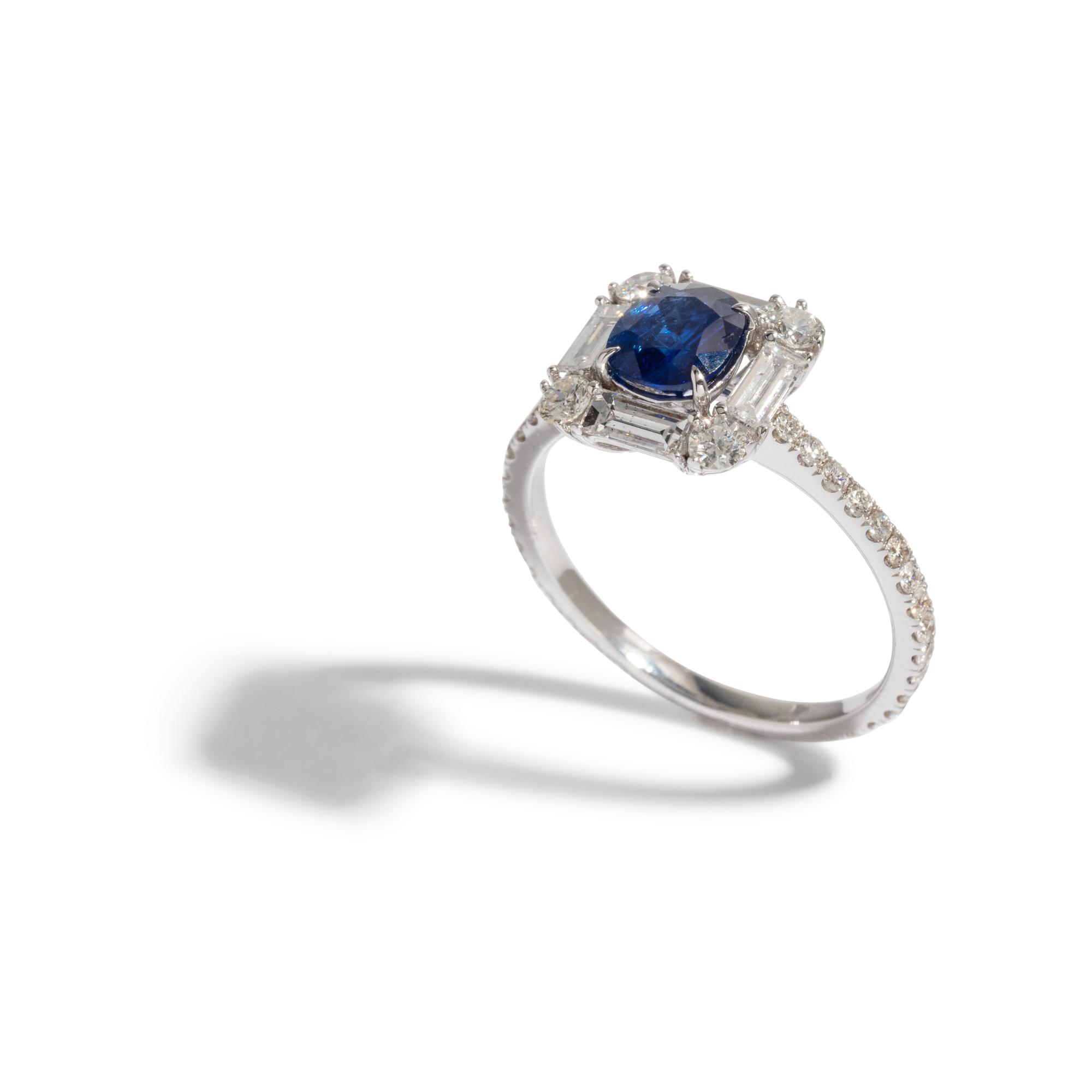 UNHEATED BURMESE SAPPHIRE AND DIAMOND RING
