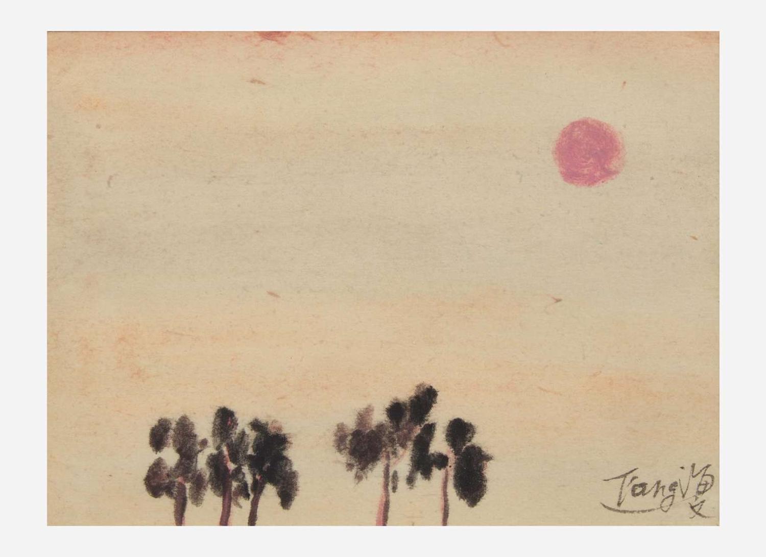 T'ang Haywen (Chinese/French 1927-1991), Sun and Trees, two works 曾海文（旅法華裔1927-1991）陽光下的樹 兩幅