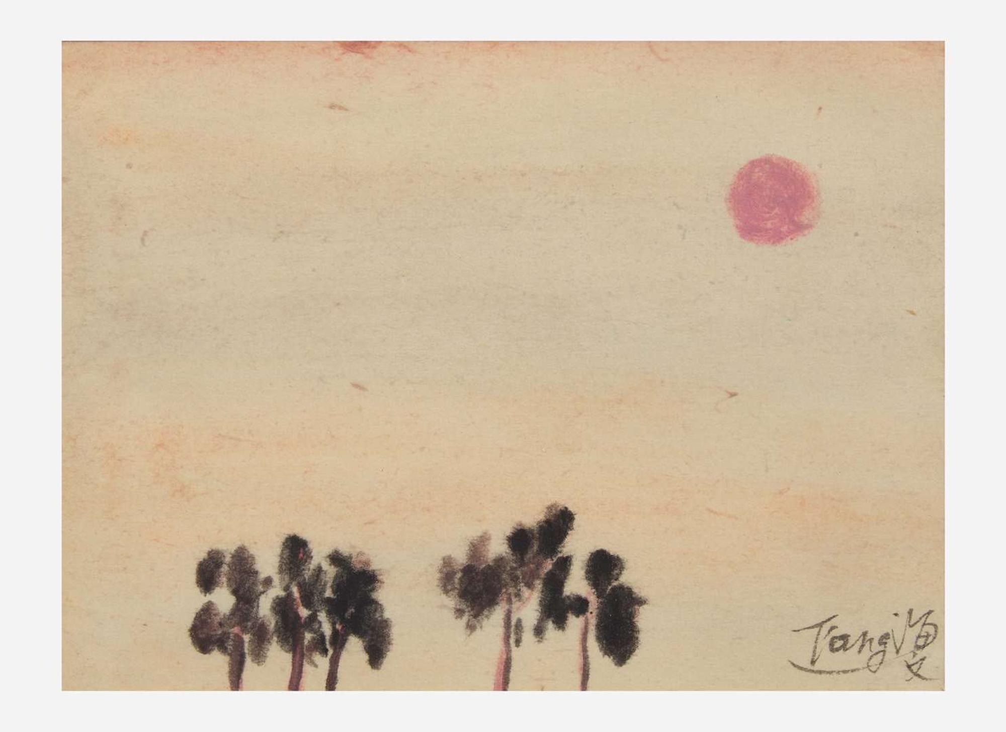 T'ang Haywen (Chinese/French 1927-1991), Sun and Trees, two works 曾海文（旅法華裔1927-1991）陽光下的樹 兩幅