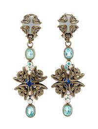A Jean-Louis Blin Metal Drop Earclip, 3.25" x 1".