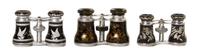 Three Pairs of Overlay or Enamel Opera Glasses, Width of first 4 inches.