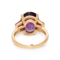 YELLOW GOLD, AMETHYST AND TOURMALINE RING