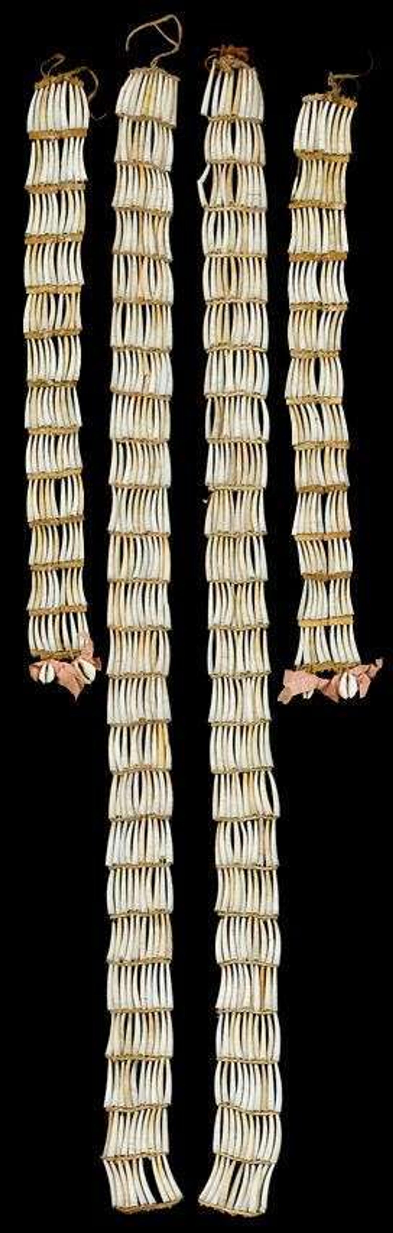 Two pairs of Sioux dentalium shell ear pendants first half 20th century