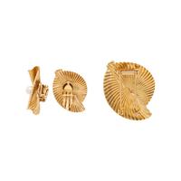 YELLOW GOLD AND CULTURED PEARL BROOCH AND EARRINGS