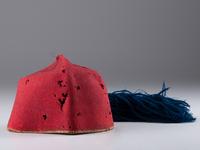 [CIVIL WAR]. Zouave-style fez with blue tassel typically worn by the 9th New York Infantry, Hawkins' Zouaves.