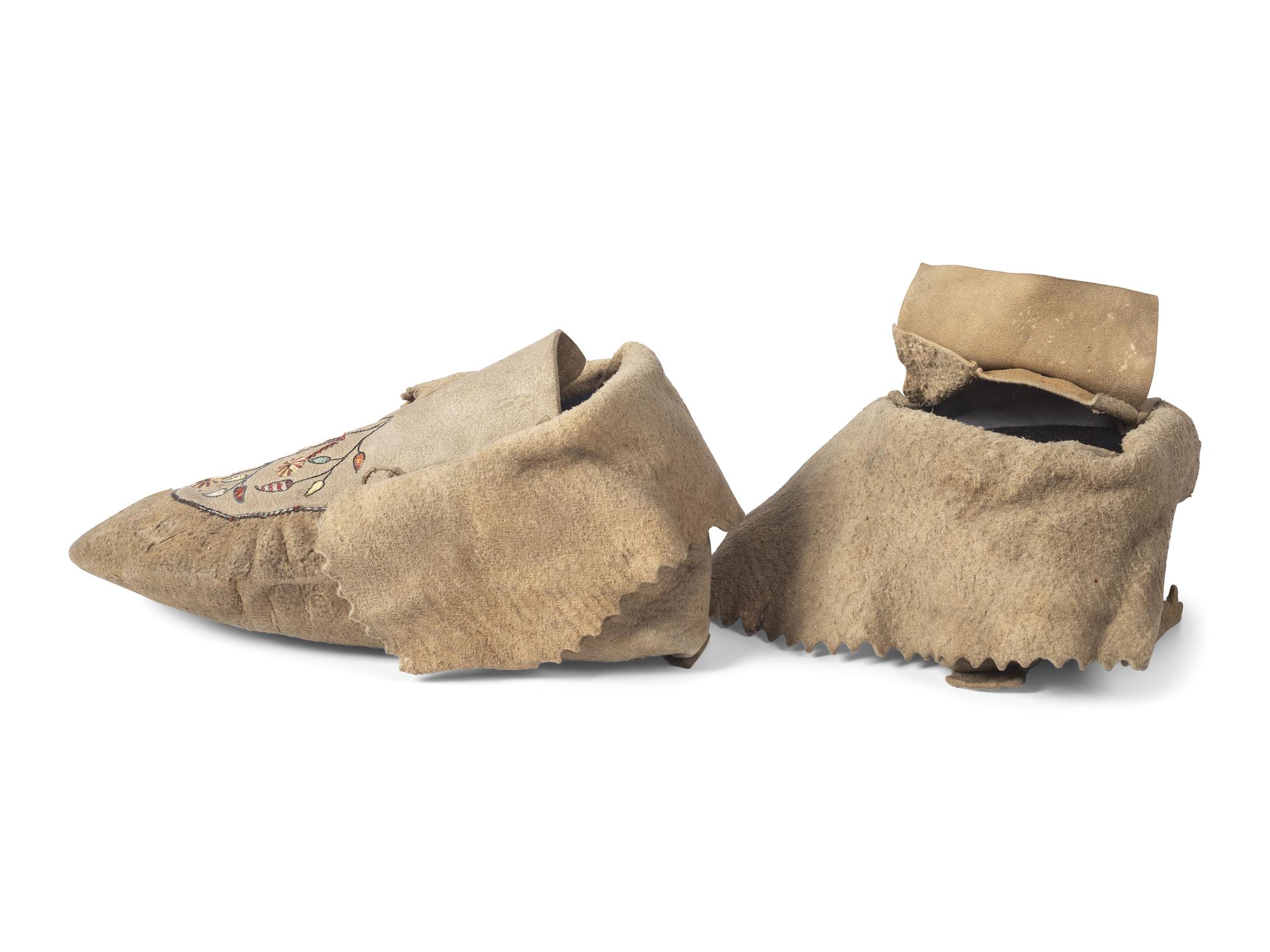 River Cree Embroidered Hide Moccasins