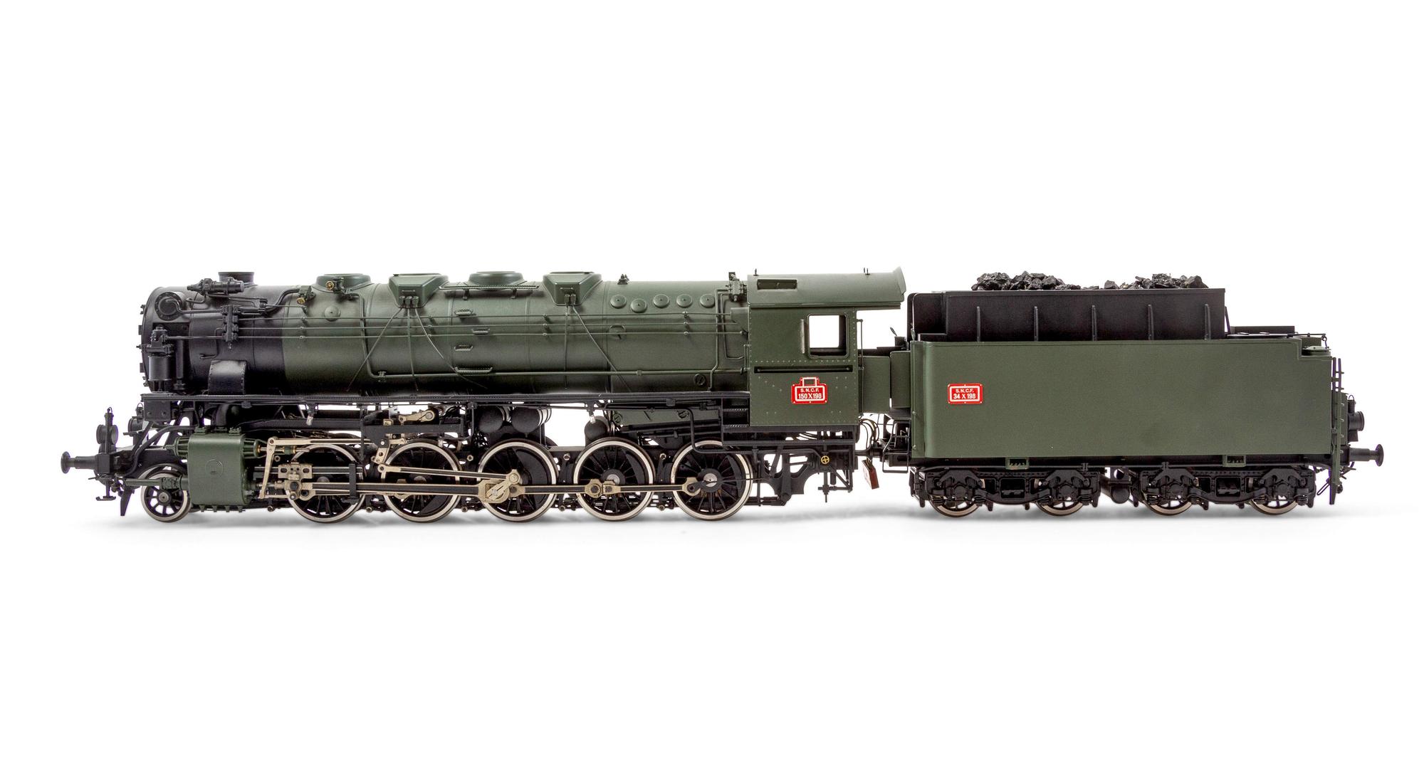A Fulgurex Polychrome 1-Gauge S.N.C.F. 2-10-0 Locomotive and Tender