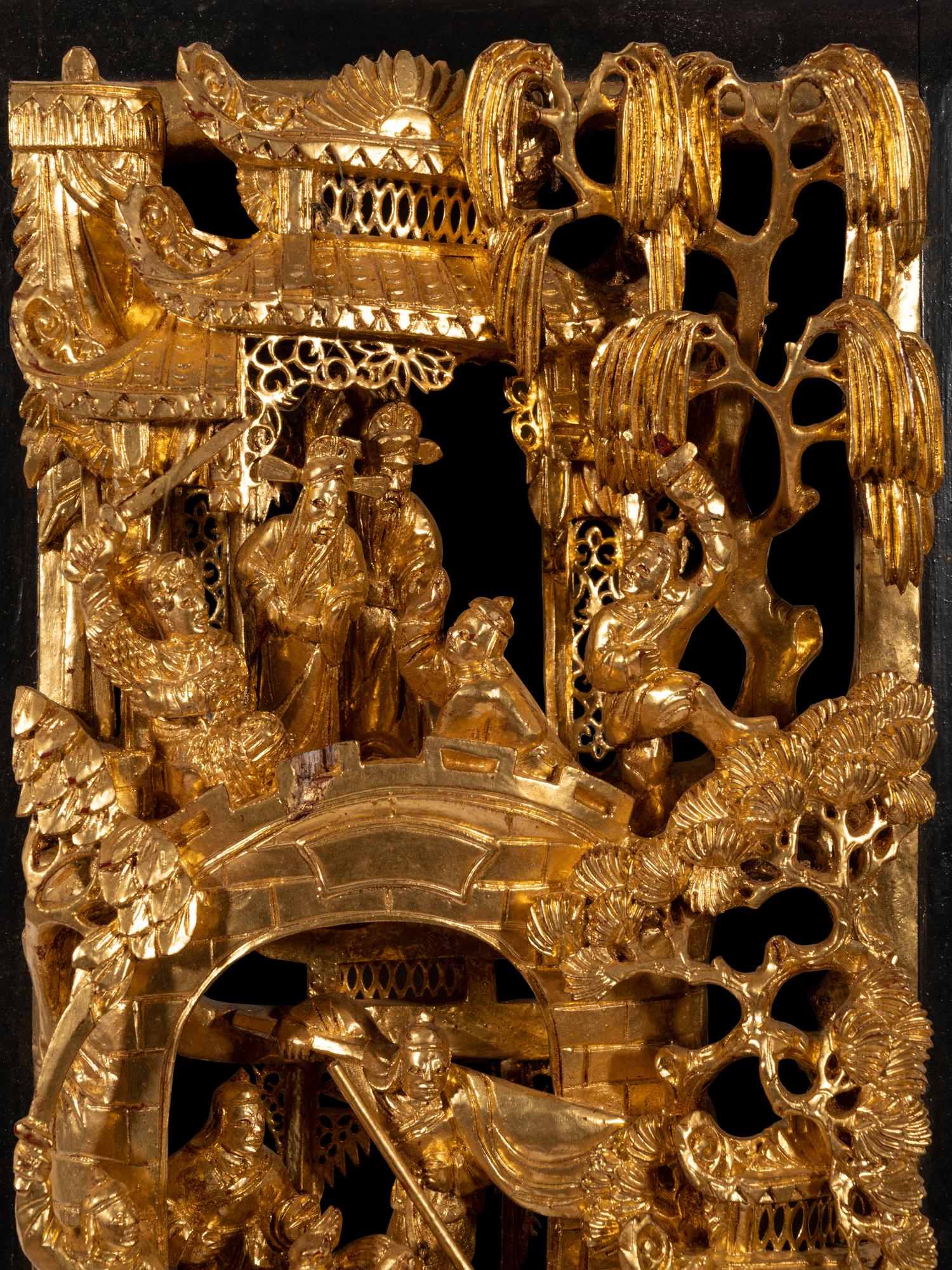 A Chinese Carved Gilt Wood Panel
