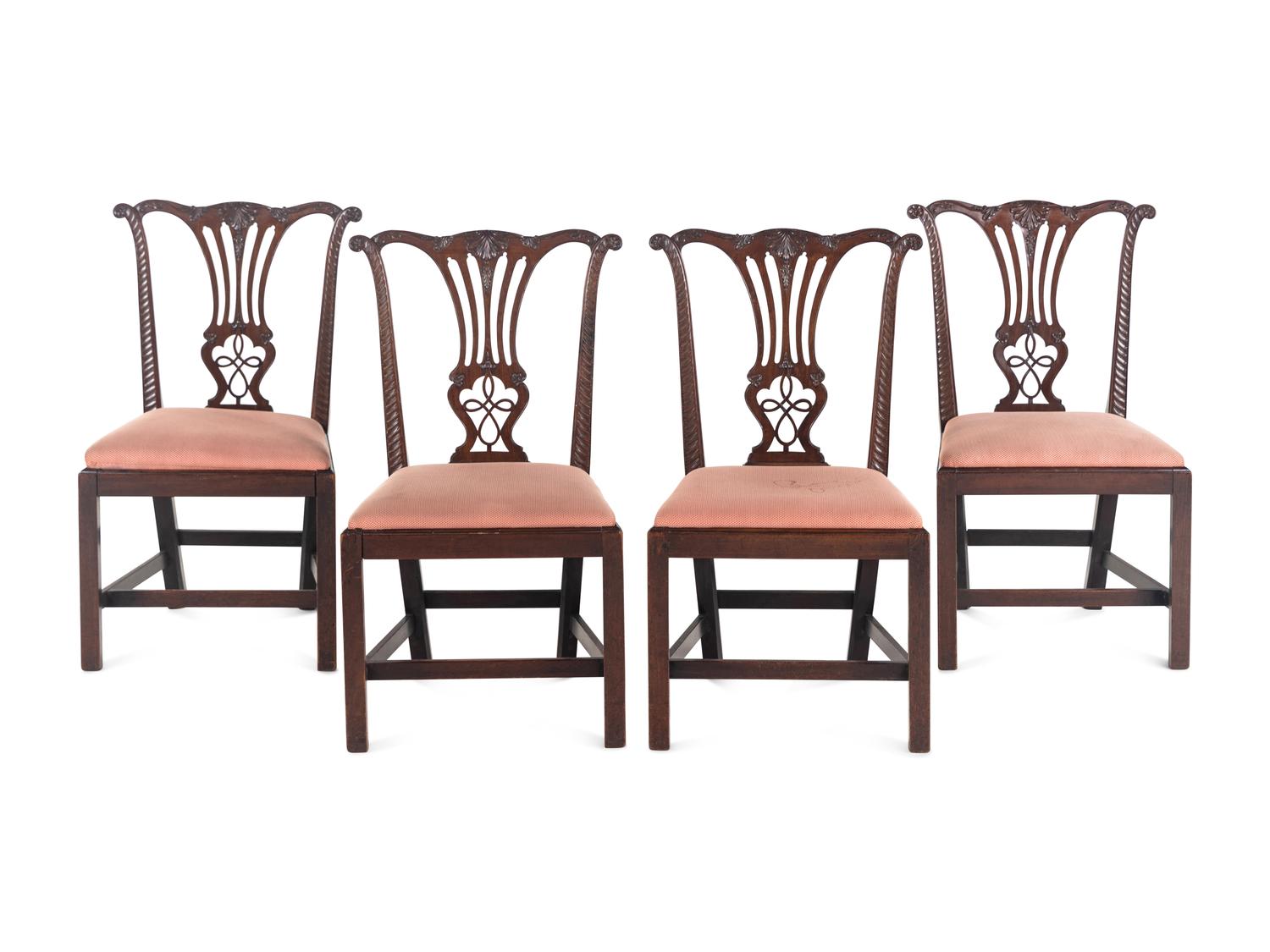 A Set of Four George III Style Mahogany Dining Chairs