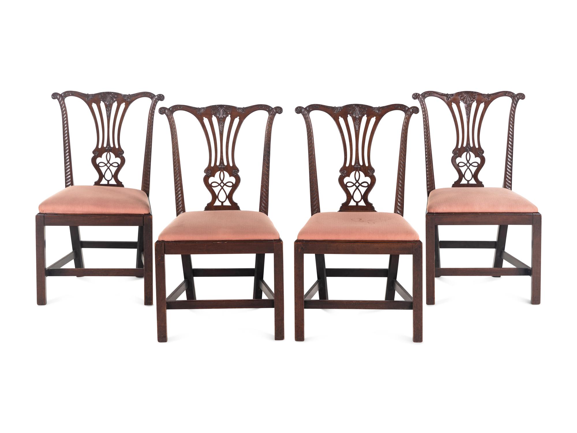 A Set of Four George III Style Mahogany Dining Chairs