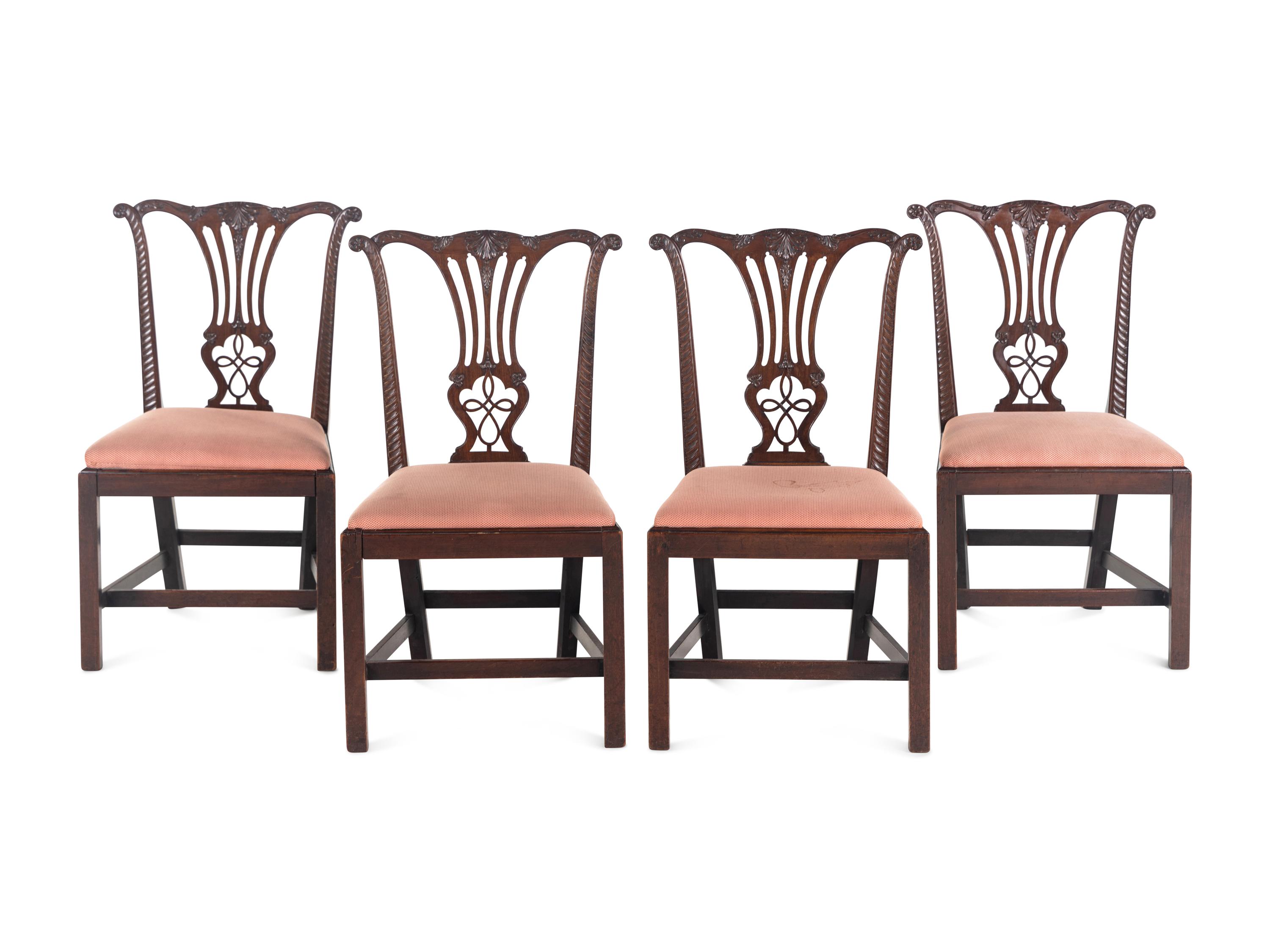 A Set of Four George III Style Mahogany Dining Chairs