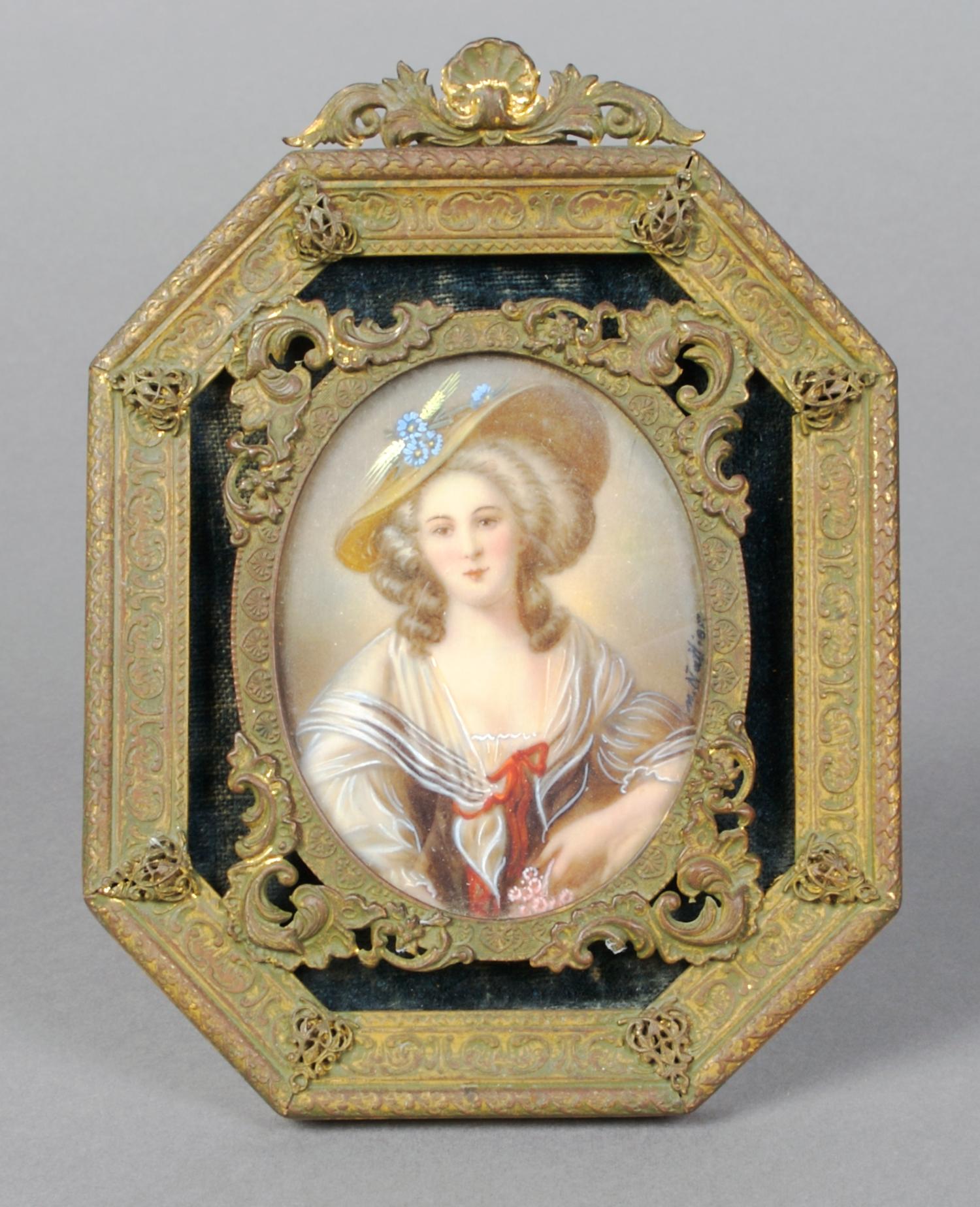 A Portrait Miniature, M. Nattier, Height 3 1/8 x width 2 3/8 inches.
