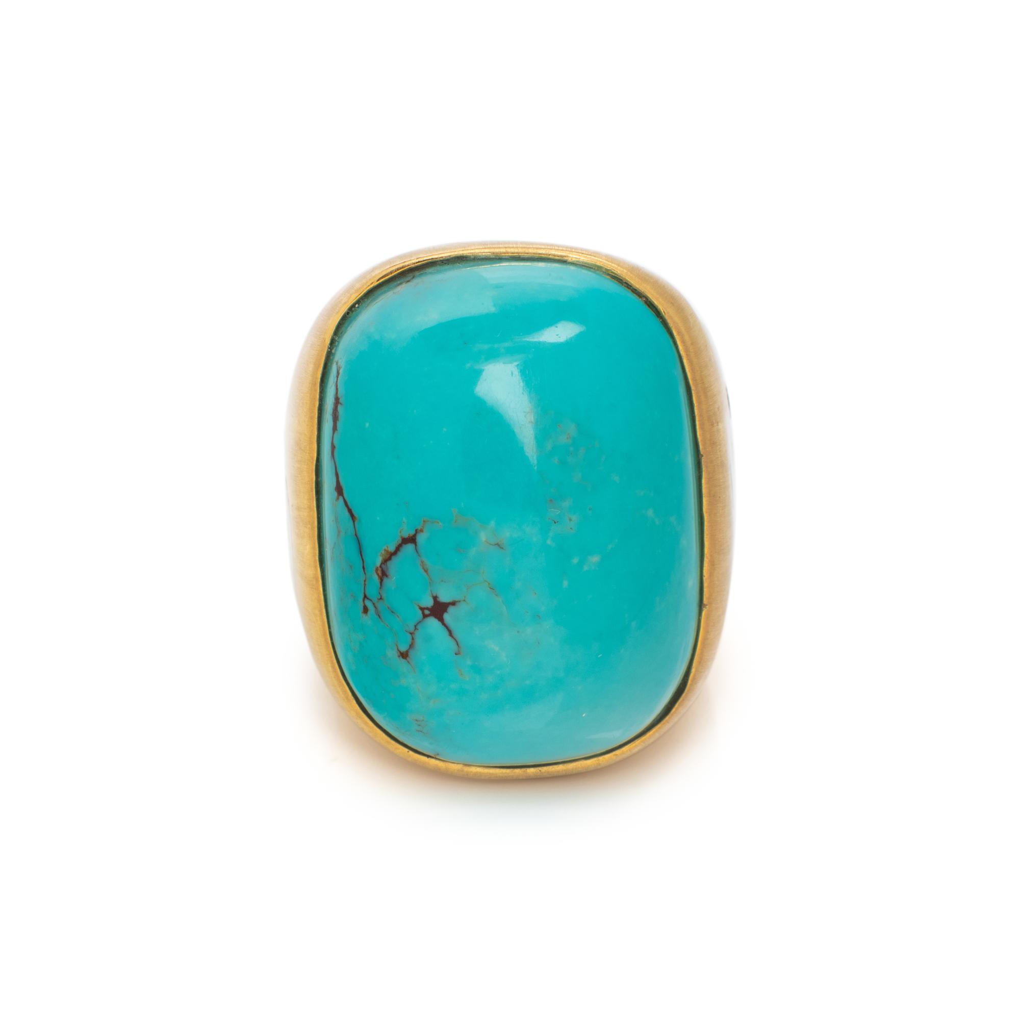 YELLOW GOLD, TURQUOISE, ENAMEL AND DIAMOND RING