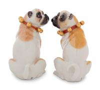 A Pair of German Porcelain Pug Figures