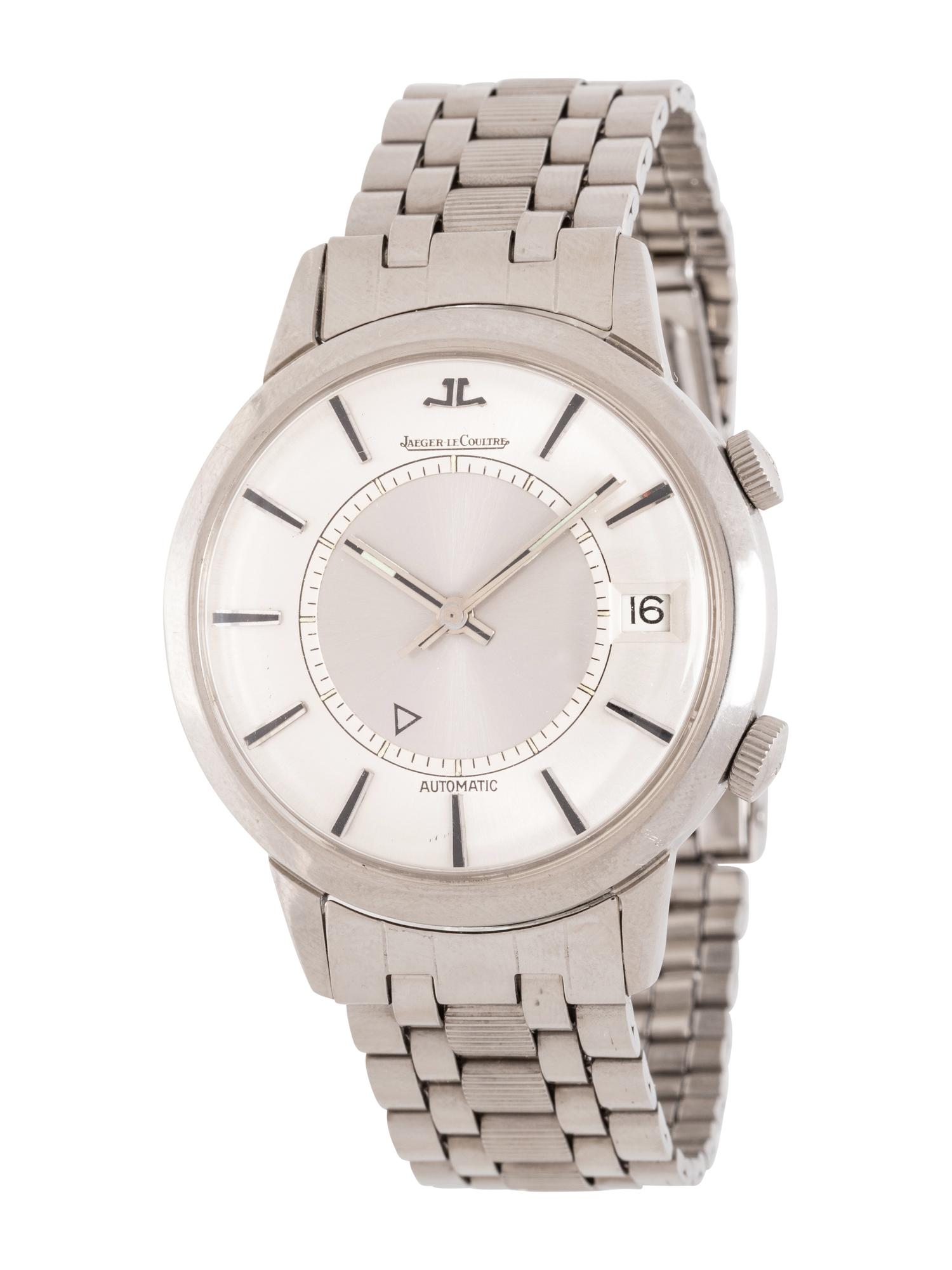 JAEGER-LECOULTRE, REF. 855 STAINLESS STEEL MEMOVOX ALARM WATCH WITH GAY FRÈRES BRACELET