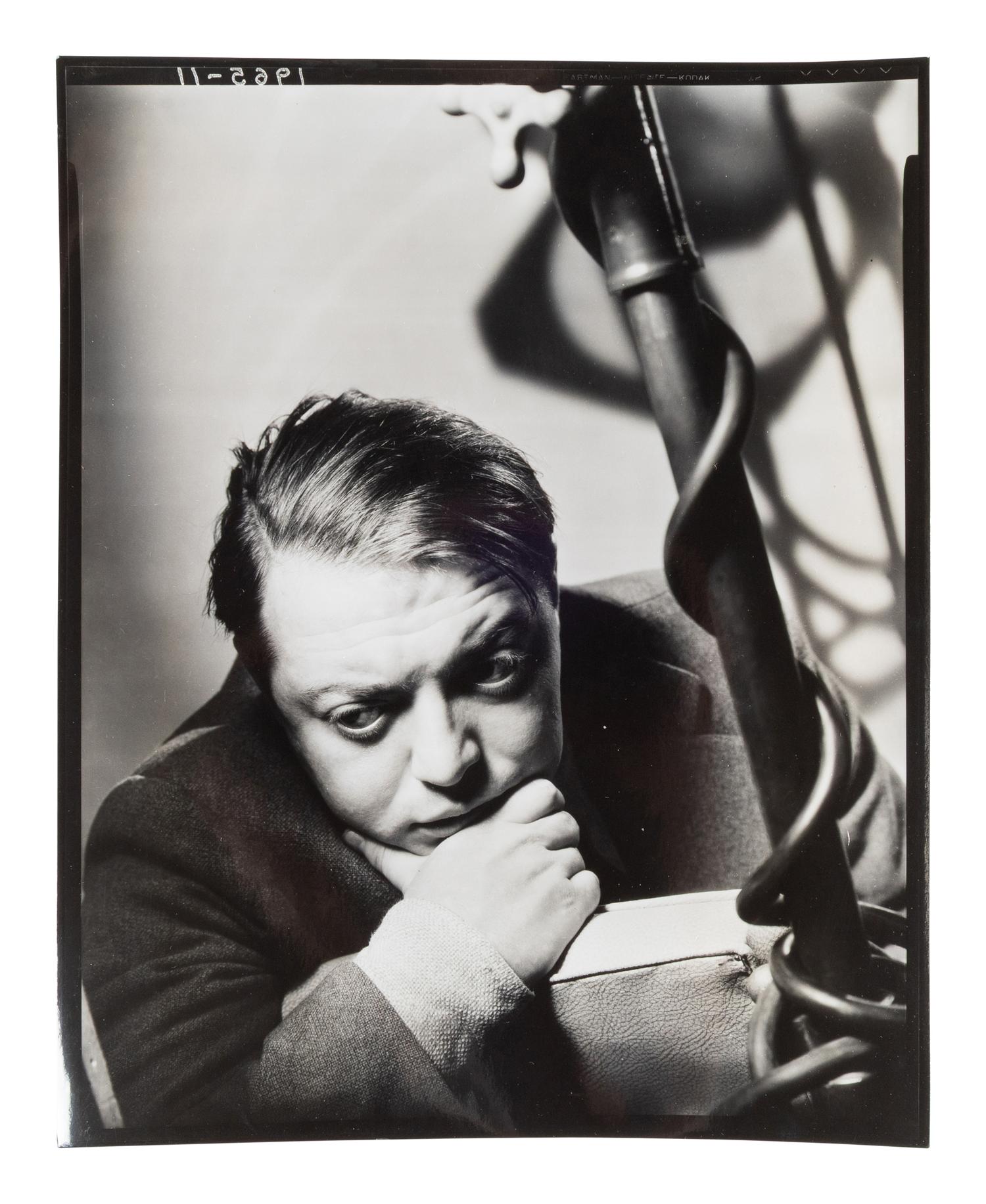 A group of five works ( Spools; Peter Lorre; #5; Model Standing in Rocks; Stairway Up Fuel Storage Tank )