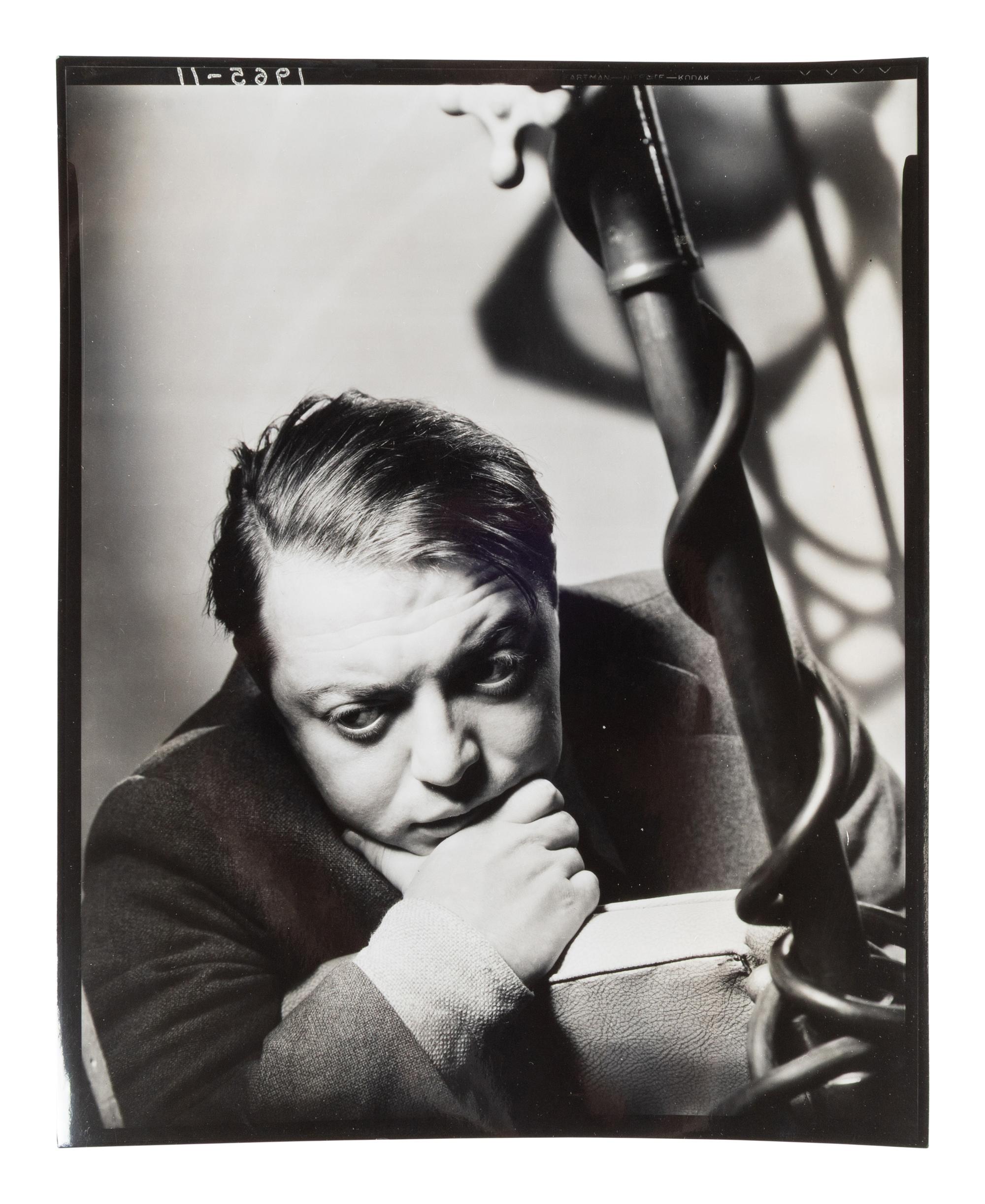 A group of five works ( Spools; Peter Lorre; #5; Model Standing in Rocks; Stairway Up Fuel Storage Tank )